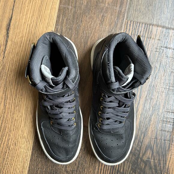 Nike Air Force 1 High Premium Black Gold US 6.5Y Leather Strap AF1 Shoes - Picture 6 of 9